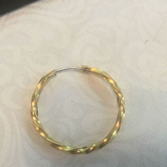 Gold Plated Twisted Rope Hoop Earrings - Picture 2 of 5